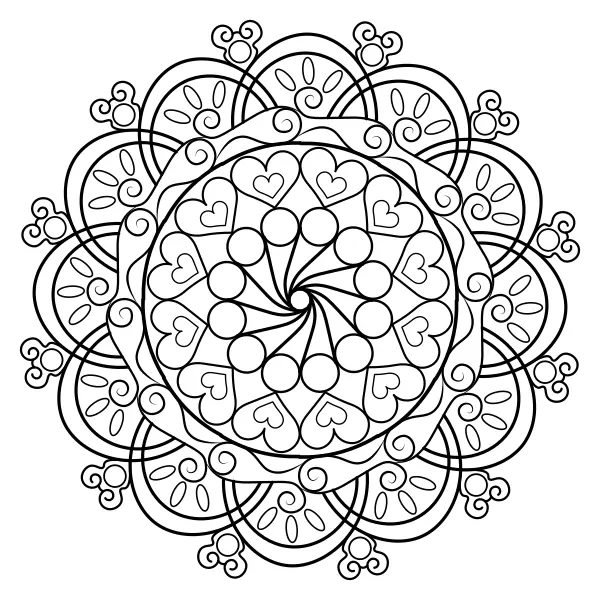 Mandala met hartjes | Online kleurplaten voor kinderen