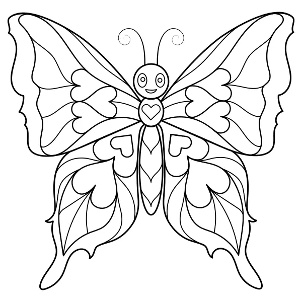 Mandala – hartvormige vlinder | Online kleurplaten voor kinderen