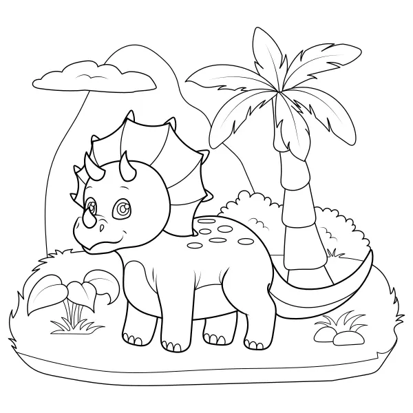 De kleine dinosaurus Triceratops | Online kleurplaten voor kinderen