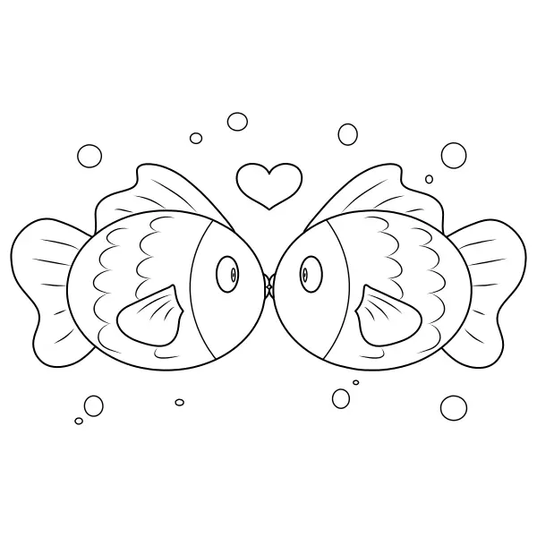 Verliefde visjes | Online kleurplaten voor kinderen