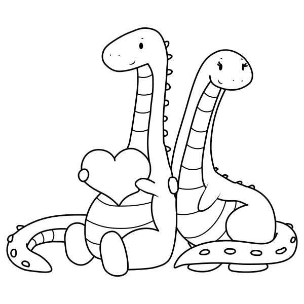 Verliefde dinosaurussen | Online kleurplaten voor kinderen