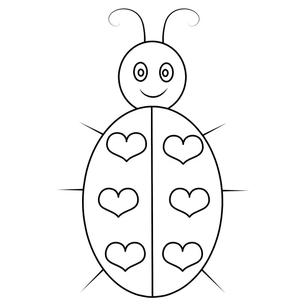 Hartvormig lieveheersbeestje | Online kleurplaten voor kinderen
