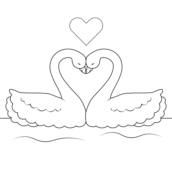 Verliefde zwanen | Online kleurplaten voor kinderen