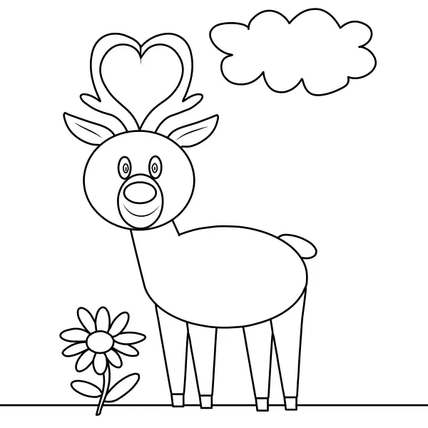 Een hert met gewei | Online kleurplaten voor kinderen