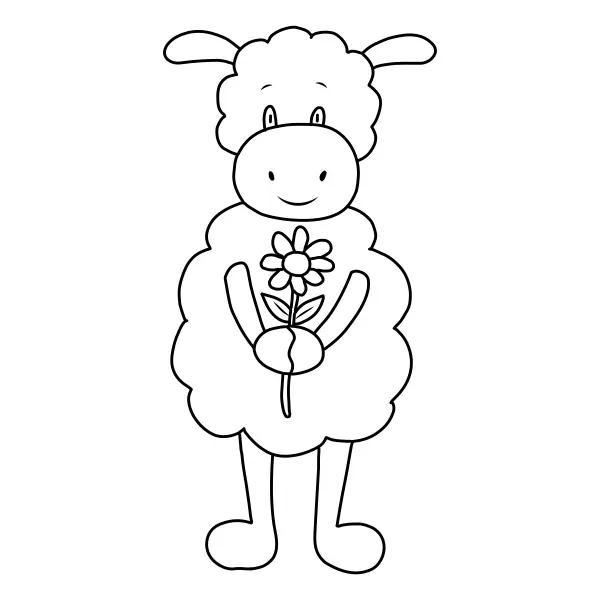 Schapenlampje met bloem | Online kleurplaten voor kinderen