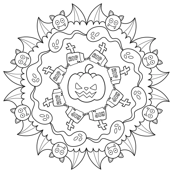 Halloween-mandala | Online kleurplaten voor kinderen