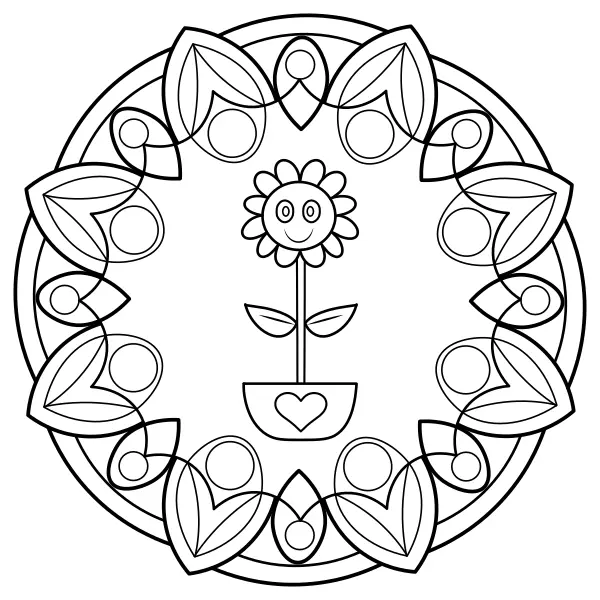 Zonnebloem-mandala | Online kleurplaten voor kinderen