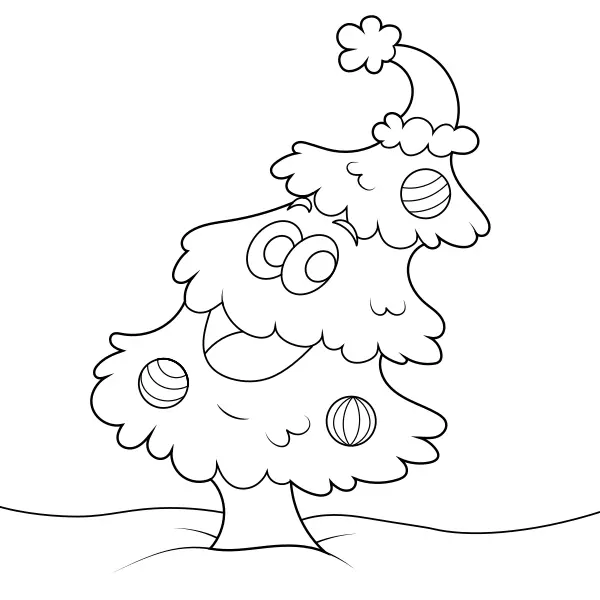 De vrolijke kerstboom | Online kleurplaten voor kinderen
