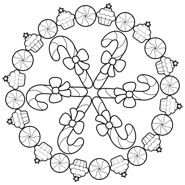 Snoepmandala | Online kleurplaten voor kinderen