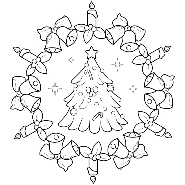 Mandala – Kerstboom | Online kleurplaten voor kinderen