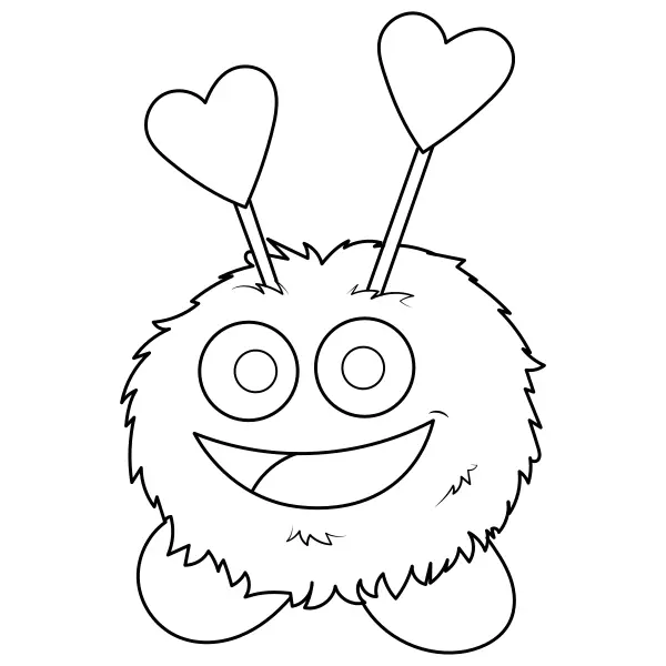 Het pluizige Valentijnsbeestje | Online kleurplaten voor kinderen