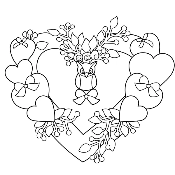 Hangertje in de vorm van een hartje met een uil | Online kleurplaten voor kinderen
