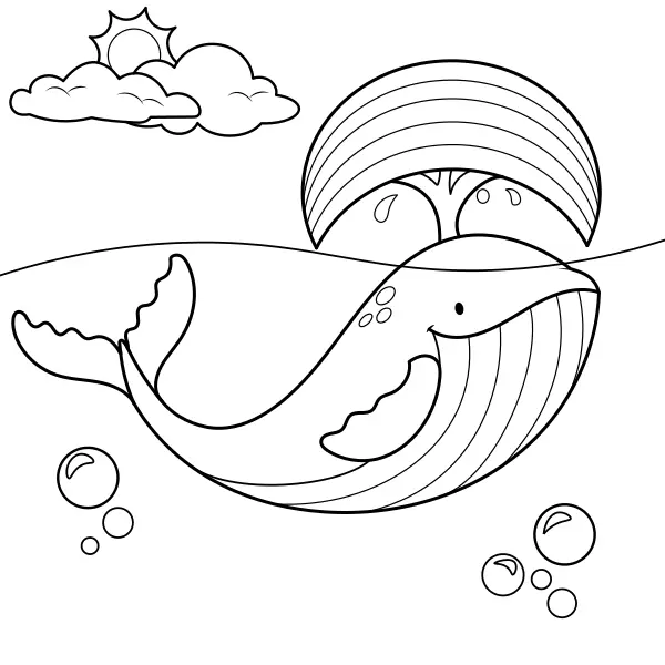 De walvis met de regenboog | Online kleurplaten voor kinderen
