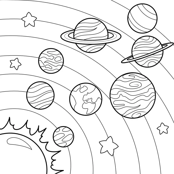 Planeten in het zonnestelsel | Online kleurplaten voor kinderen