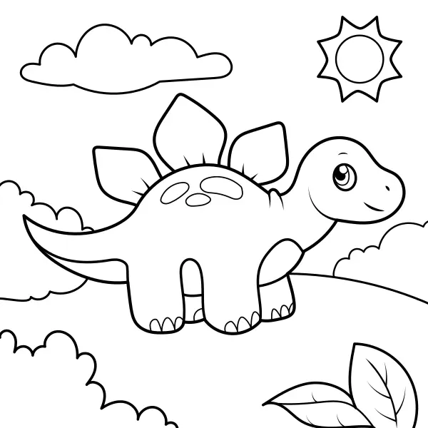 Dinosaurus – Kleine Stegosaurus | Online kleurplaten voor kinderen