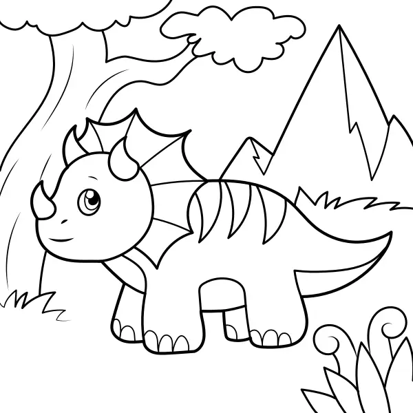 Dinosaurus – Kleine Triceratops | Online kleurplaten voor kinderen