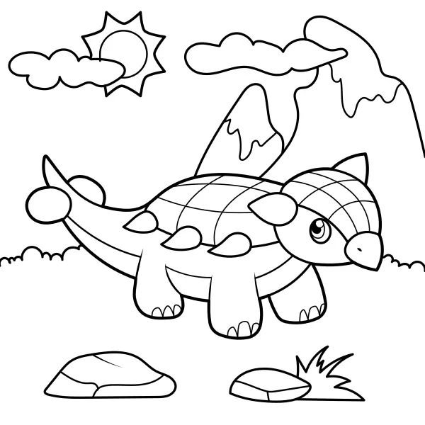 Dinosaurus – Kleine Ankylosaurus | Online kleurplaten voor kinderen