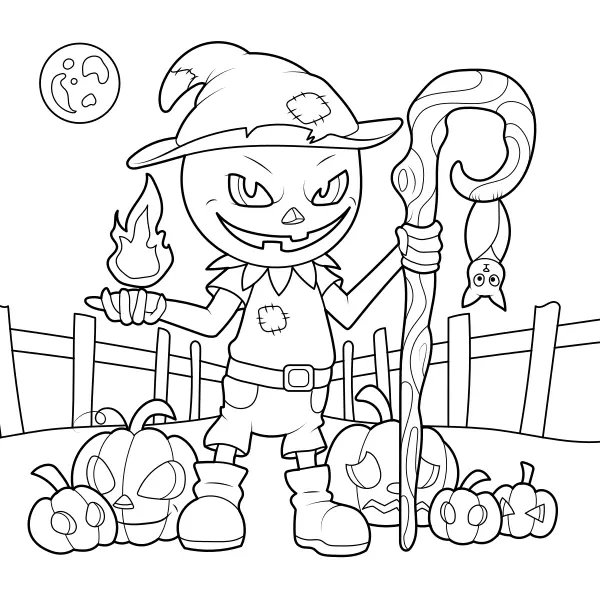 Griezelige pompoenen | Online kleurplaten voor kinderen