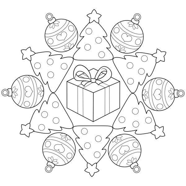 Kerstmandala | Online kleurplaten voor kinderen
