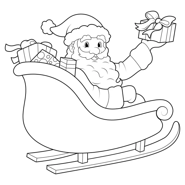 De kerstman op zijn slee | Online kleurplaten voor kinderen