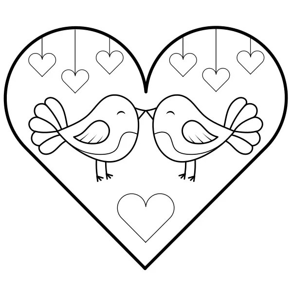 Verliefde vogels | Online kleurplaten voor kinderen