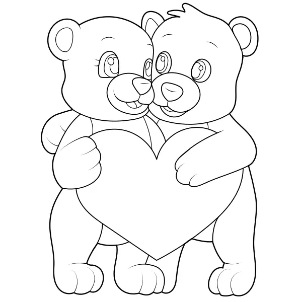 Beren met een hart | Online kleurplaten voor kinderen