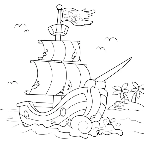 Piratenschip | Online kleurplaten voor kinderen