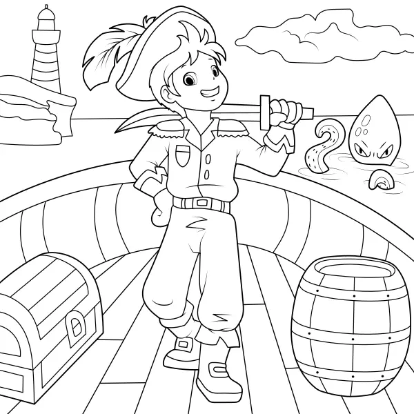 De kapitein van het schip | Online kleurplaten voor kinderen