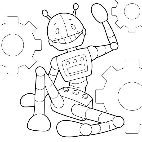 De zwaaiende robot | Online kleurplaten voor kinderen