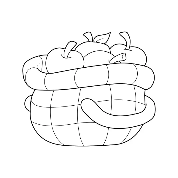 Een mand met appels | Online kleurplaten voor kinderen