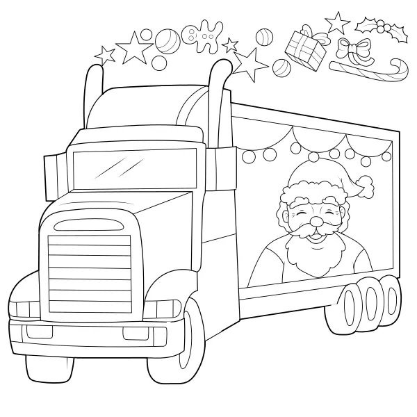Kerstvrachtwagen | Online kleurplaten voor kinderen