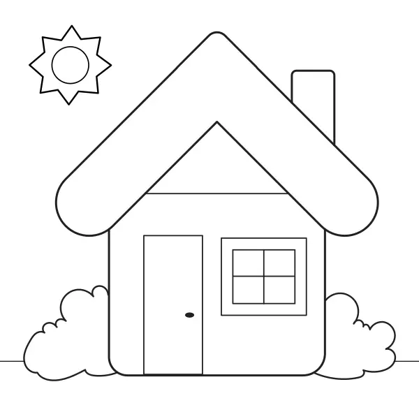 Een eenvoudig huis | Online kleurplaten voor kinderen