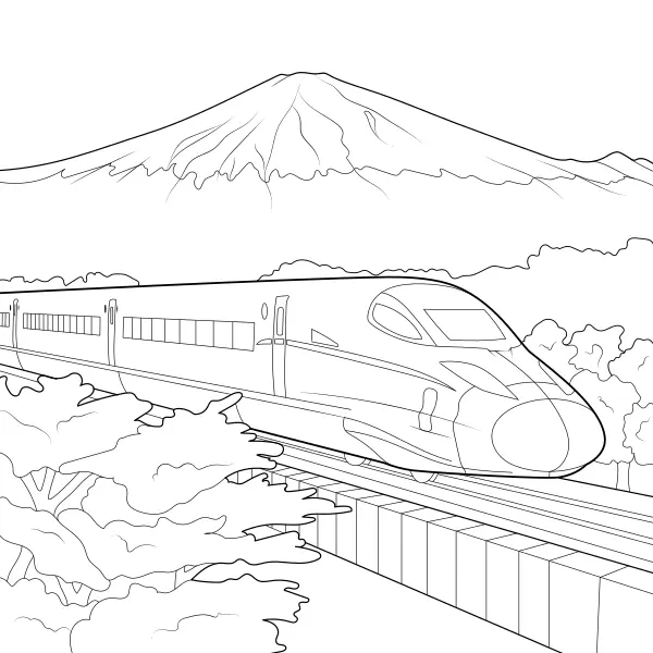 Snelle trein – Shinkansen | Online kleurplaten voor kinderen