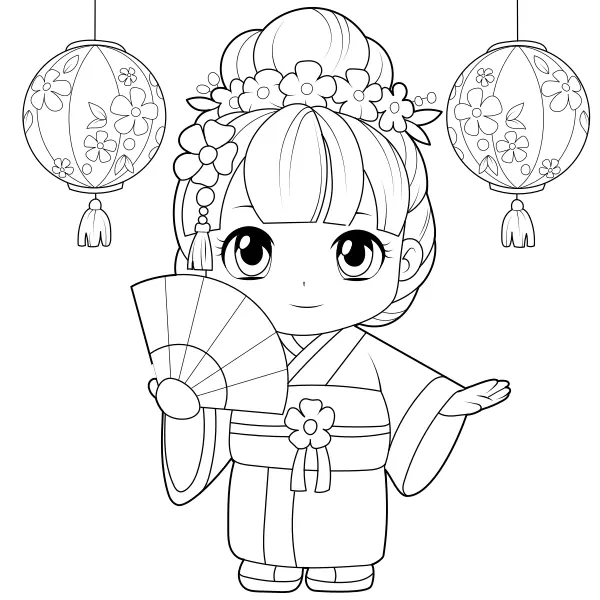 De kleine geisha | Online kleurplaten voor kinderen