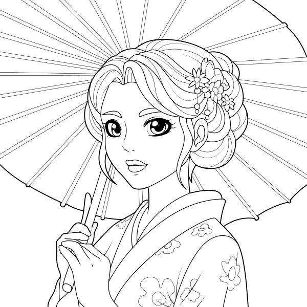 Geisha | Online kleurplaten voor kinderen
