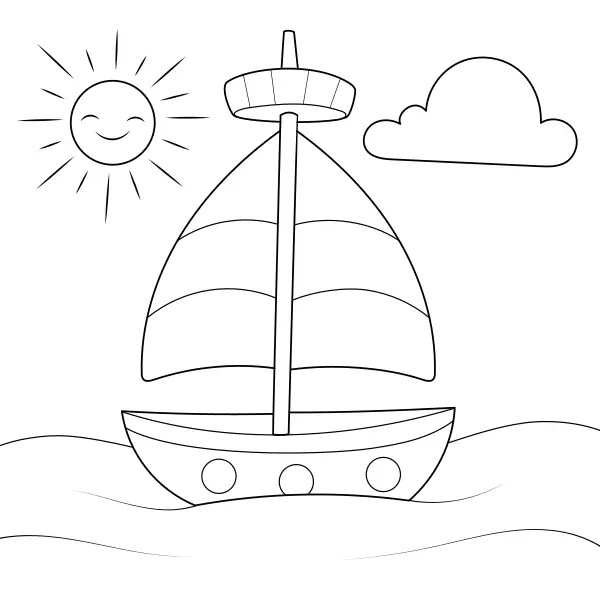 Een eenvoudige boot | Online kleurplaten voor kinderen