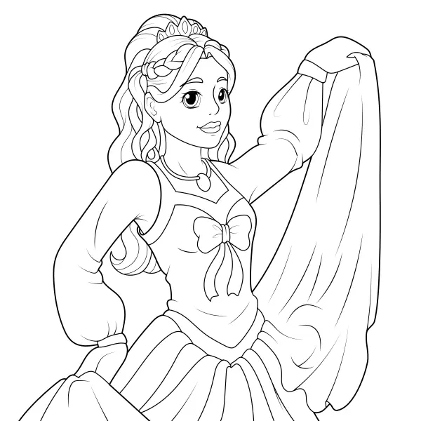 De prinses danst | Online kleurplaten voor kinderen