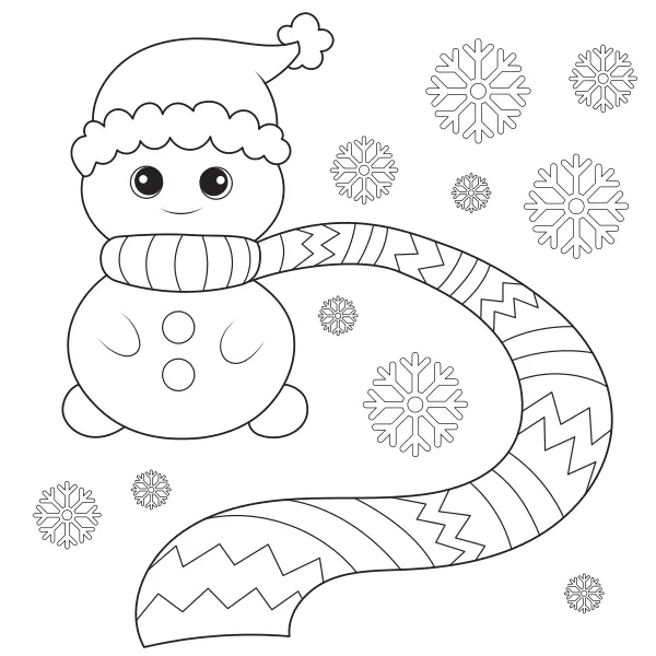 Sneeuwpop met sjaal | Online kleurplaten voor kinderen