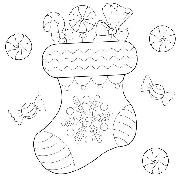 Kerstsok | Online kleurplaten voor kinderen