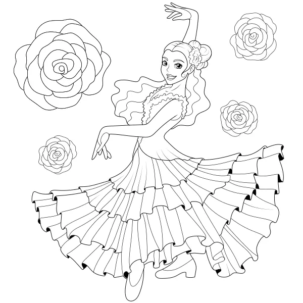 Flamencodanseres | Online kleurplaten voor kinderen