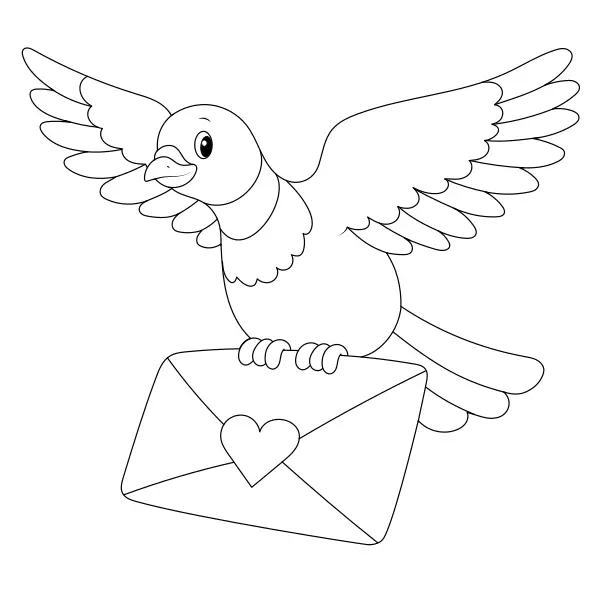 Duif met brief | Online kleurplaten voor kinderen
