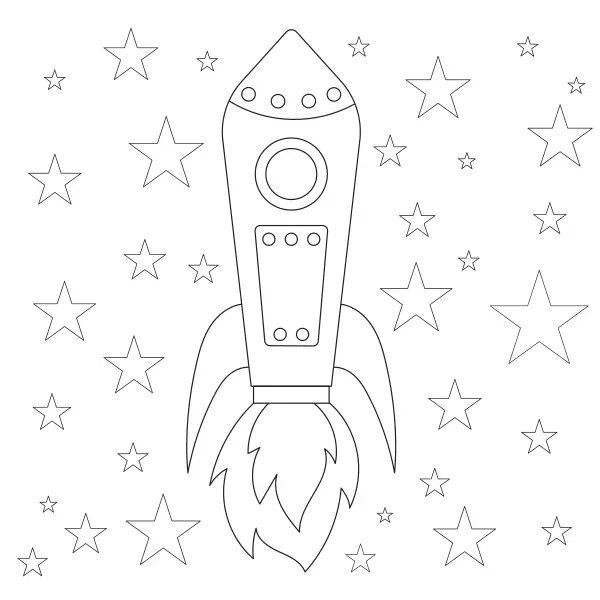 De raket en de sterren | Online kleurplaten voor kinderen