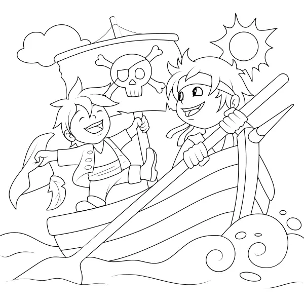 Piraten op zee | Online kleurplaten voor kinderen