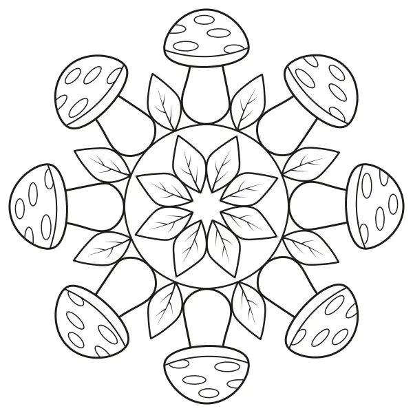 Paddenstoelenmandala | Online kleurplaten voor kinderen