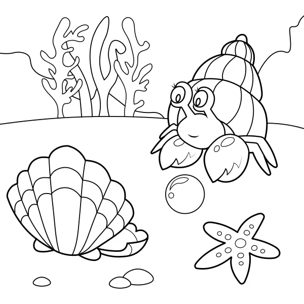 De krab en de parel | Online kleurplaten voor kinderen