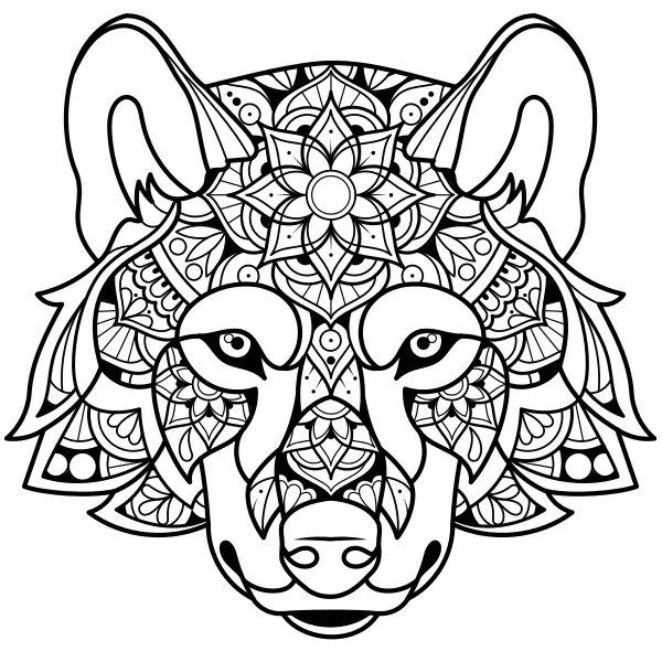 Mandala – Wolf | Online kleurplaten voor kinderen