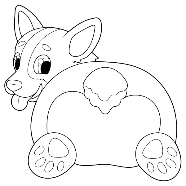 De achterkant van een corgi | Online kleurplaten voor kinderen