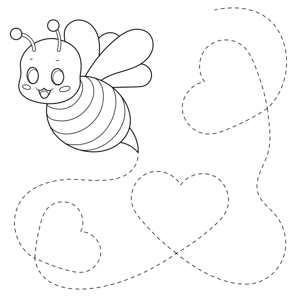 Een bij met hartjes | Online kleurplaten voor kinderen